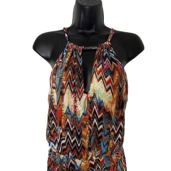 Talk to Angels Size Small Aztec Maxi Halter Neck Sleeveless Chevron Print Dress - Picture 3 of 8